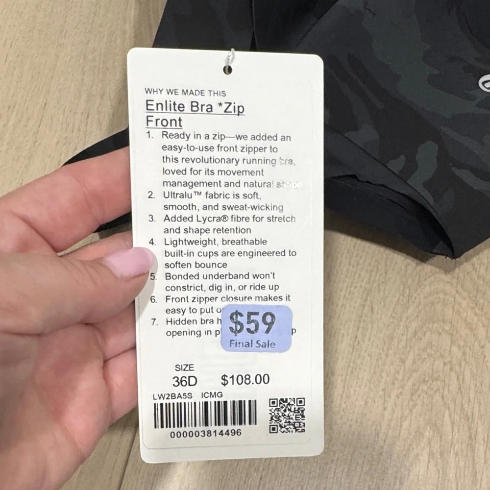 Black Camouflage Sports Bra LULULEMON 36D - Picture 6 of 6